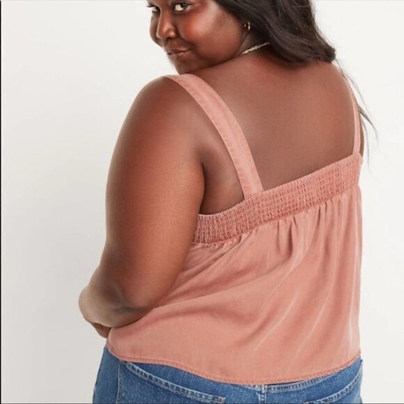 Pink Garment Dyed Button Front No Peek Cami Top Size 4X - Picture 2 of 7